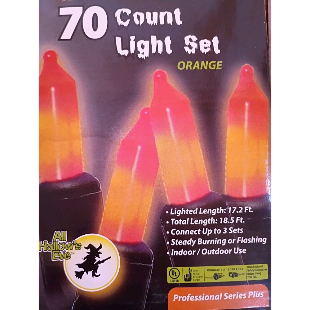 All Hallow's Eve 70ct Orange Halloween Themed Indoor String Light Black Cord